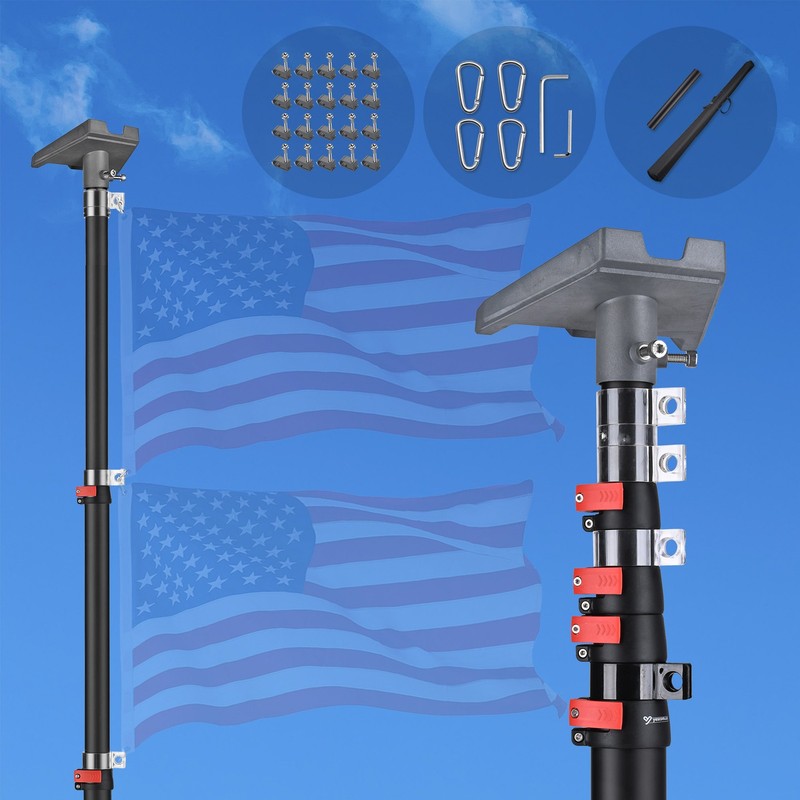 AplusChoice 25" Starlink Gen3 Telescopic Flagpole Mount Kit w/ Adapter Camping