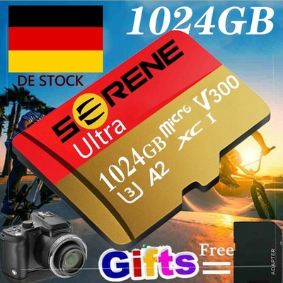 Neu Micro SD Karte Card Speicherkarte 256GB 512GB 1024GB 325MB/s Mikrokarte DE