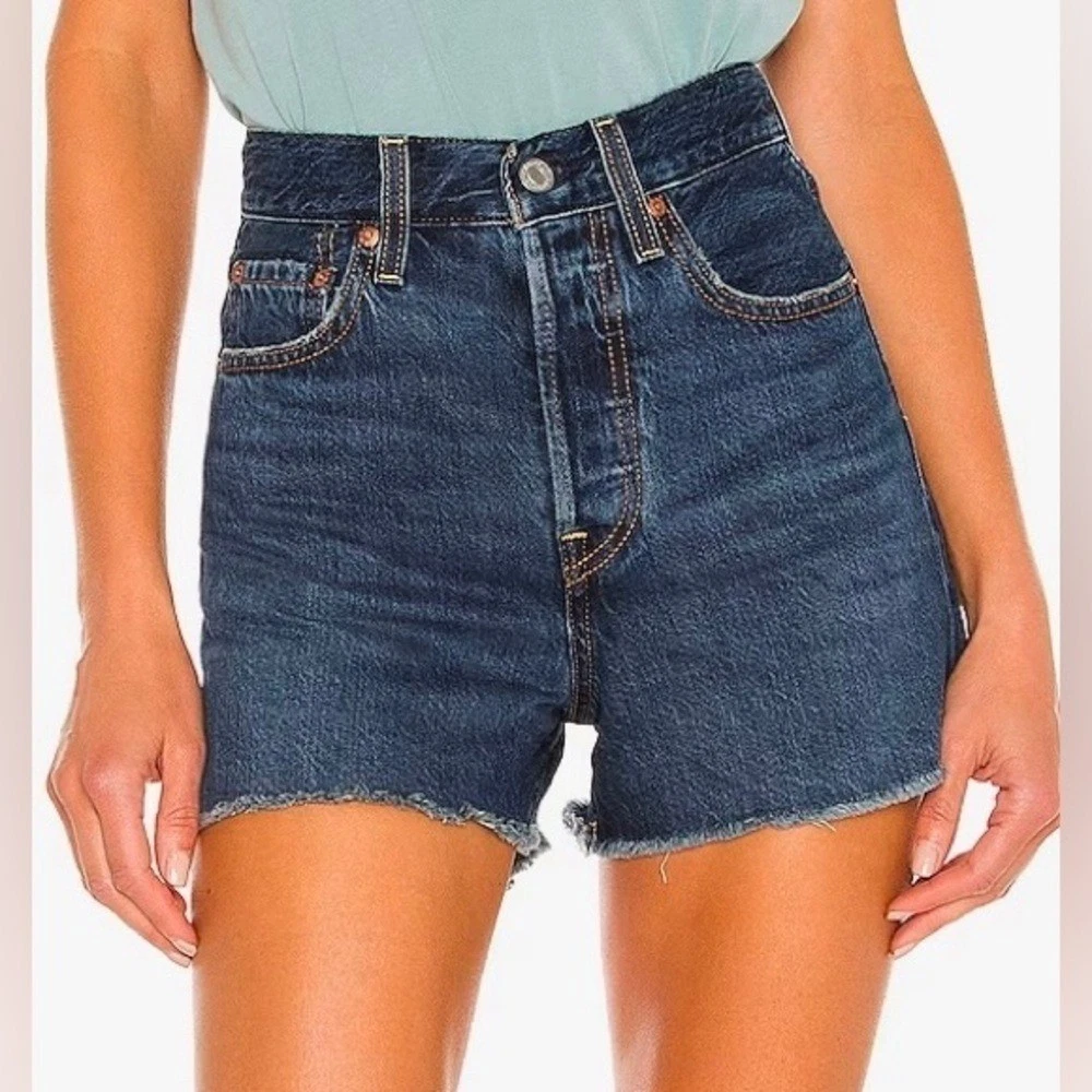 NWT Levi's Premium Ribcage Cutoff Jean Shorts Medium Blue 24 Summer Vacation