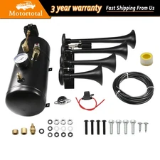 TRAIN HORN KIT FOR TRUCK/CAR/PICKUP LOUD SYSTEM /1G AIR TANK /150PSI /4 TRUMPETS