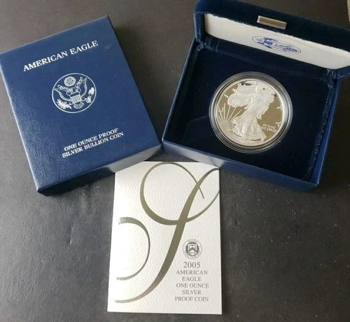 2005 W Proof $1 American Silver Eagle Dollar
