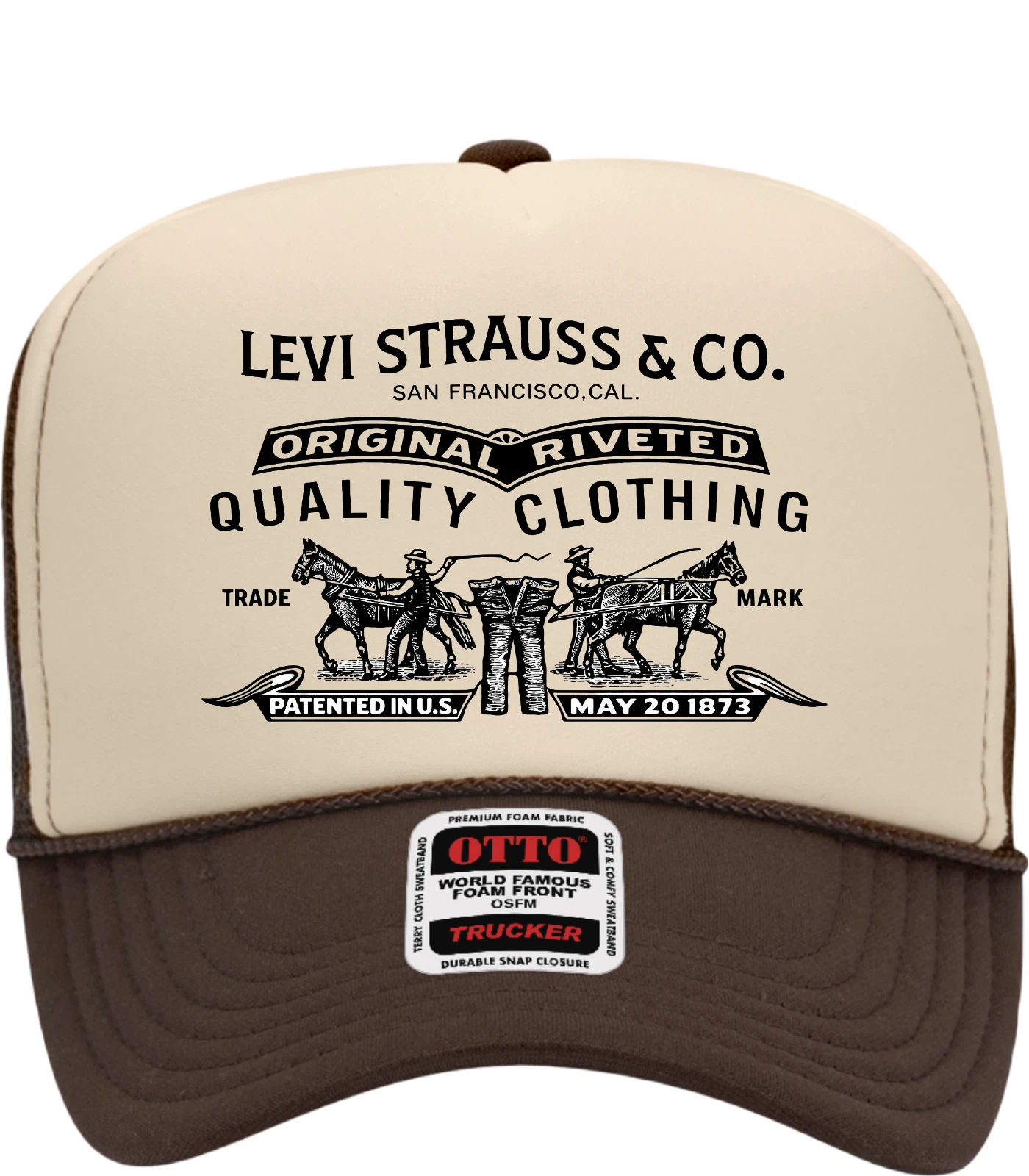 Levi Brown And Tan Foam Trucker Mesh Otto Snap Back Hat Cap