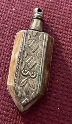 ANTIQUE BRASS & CAMEL BONE OPIUM/TOBACCO SNUFF OR PERFUME BOTTLE FROM ASIA