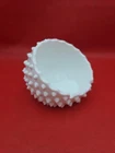 Vtg MCM Fenton Milk Glass Hobnail Slant Front Orb Ashtray Trinket Dish Signed 4"