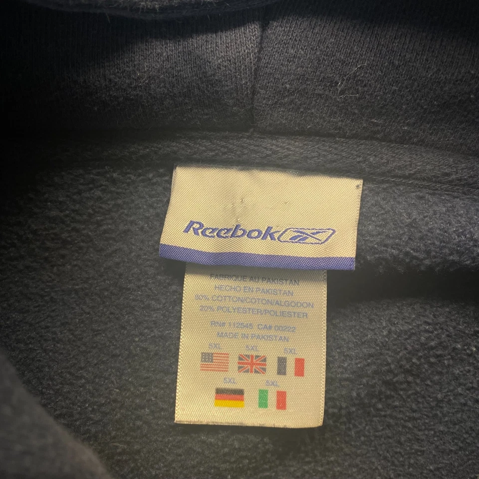 Sudadera con Capucha Reebok De Colección Para Hombre 5XL Azul Marino Cremallera Completa Logo Bordado Y2K Foto 2 de 4