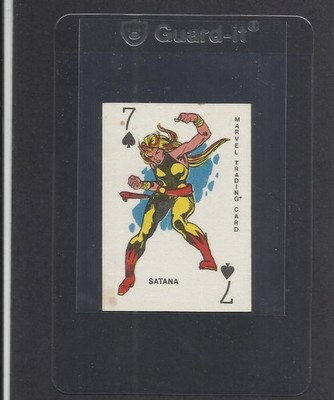 RARE VINTAGE 1970 MARVEL TRADING CARD SATANA  PC INSET 7 OF SPADES  (TC2B2)