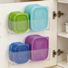 2 Pack Kitchen Cabinet Door Organizer, Lid Organizer Inside Cabinet Wall Moun...