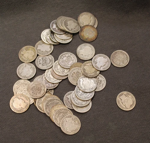 Barber Dime Full Roll -  50 Coins -MIXED DATES AND MINTS.   FREE SHIPPING