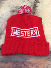 Western Snow Plows Knit Winter Promotional Stocking Cap W Red White Beanie