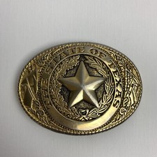 Lone Star The State of Texas Seal Brass Belt Buckle.