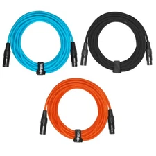 Sure-Fit 20ft Blue, Black & Orange XLR Male to XLR Female Cables (3 Pack)