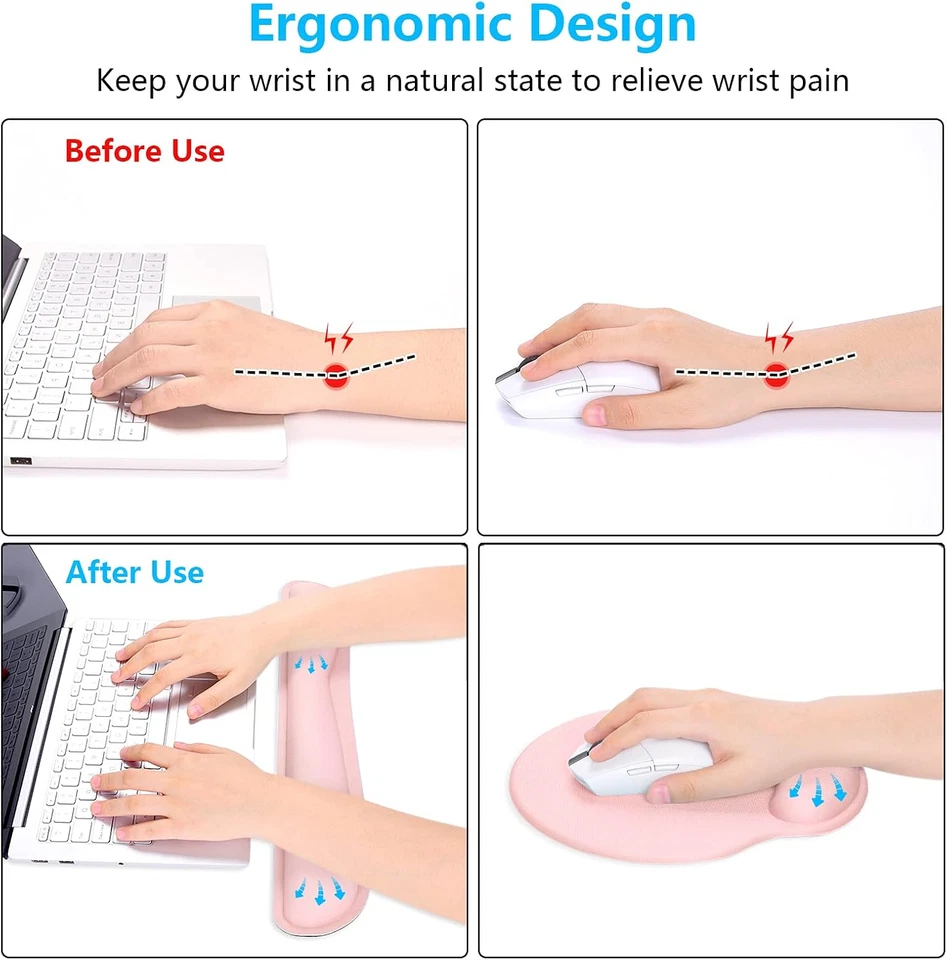 Keyboard Wrist Rest and Mouse Pad with Wrist Support, Memory Foam Wrist Rests fo - Image 4 of 4