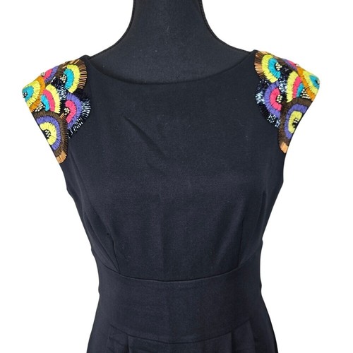 Trina Turk Los Angeles Black Womens Dress Size 6 Beading Lace Cocktail Whimsy - Picture 2 of 11