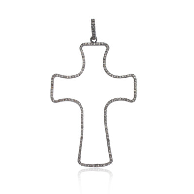 Jesus Cross Pendant Pave Diamond 925 Sterling Silver Handmade Religious ...