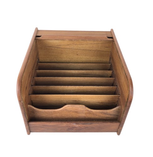 Vintage Teak-Tech Brand USA Wooden Roll Top Organizer Desk Storage - Picture 9 of 12