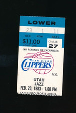 Feb 20 1983 Jazz @ Clippers Ticket Eaton rookie season 4 blk Terry Cummings 26*