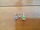 VINTAGE 14K YELLOW GOLD PERIDOT AMETHYST DIAMONDS 3 VERY SMALL PENDANTS 2.0 GR