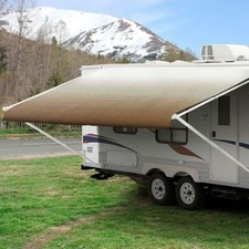 Carefree JU176B00 17' x 8' Camel Shale Fade RV Patio Awning Vinyl Fabric