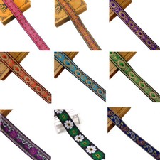 1 Roll Vintage Floral Brocade Jacquard Ribbon Trim Fringe DIY Upholstery Crafts
