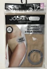 Jockey LIFE Collection 360 Slimming Seamfree Beige 2 Pack Thongs -Size XL