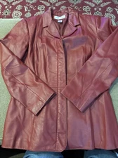 Red Jacket Preston & York Lambskin 100% Genuine Zip Front Size Small (BL)