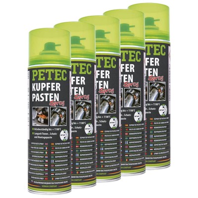 Kupfer Paste Kupferpasten Spray Cooper Bremsenspray Flanch PETEC 70350 5X 500 ml