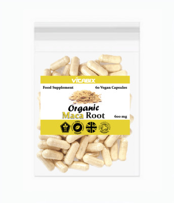 Bio Maca Wurzel Vegan Kapseln - Pure & Strong 600mg, No-GMO, UK, von Vitabix