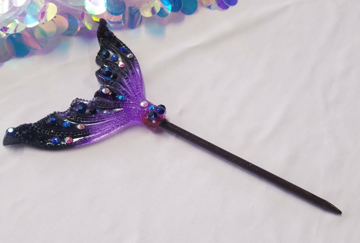 Hair Stick Mermaid Rhinestone Huge Fin Ocean Hair pin 