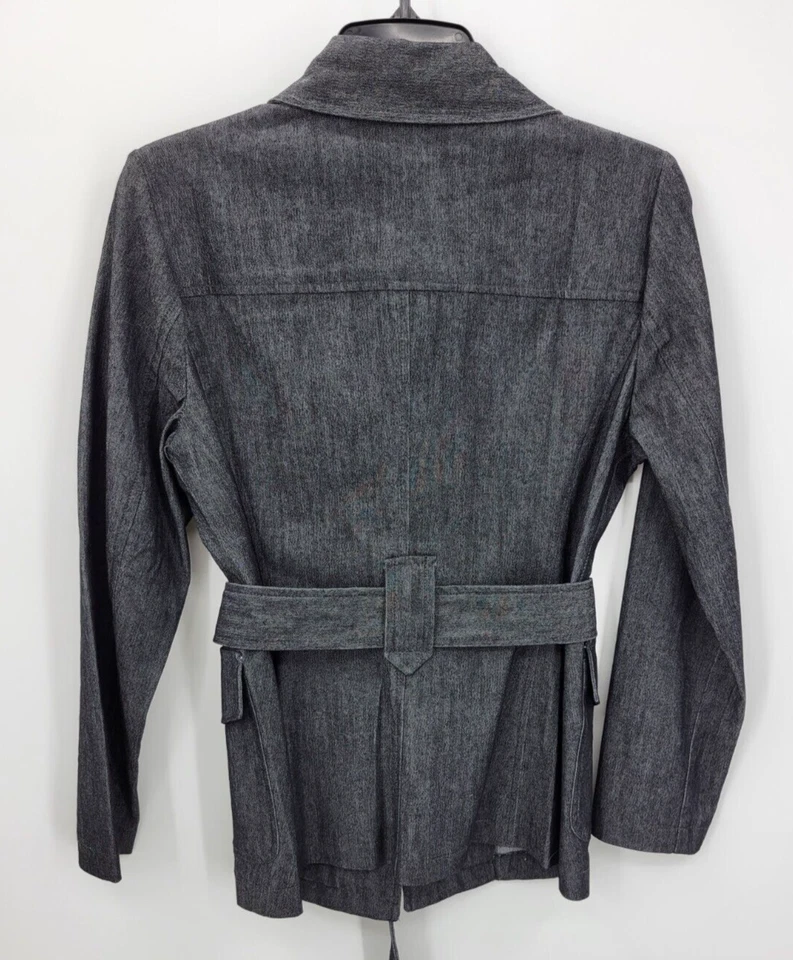 Sandro 夹克女式小号黑色水洗牛仔棉弹力腰带纽扣 — 第 2/4 张图片