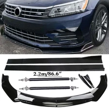 Front Bumper Lip Spoiler Side Skirts Rear Glossy Black For VW Jetta MK6 MK7