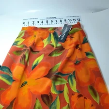  NWT NOTATIONS Women's SKIRT size SMALL Orange Floral Lillies colorful.  bin1