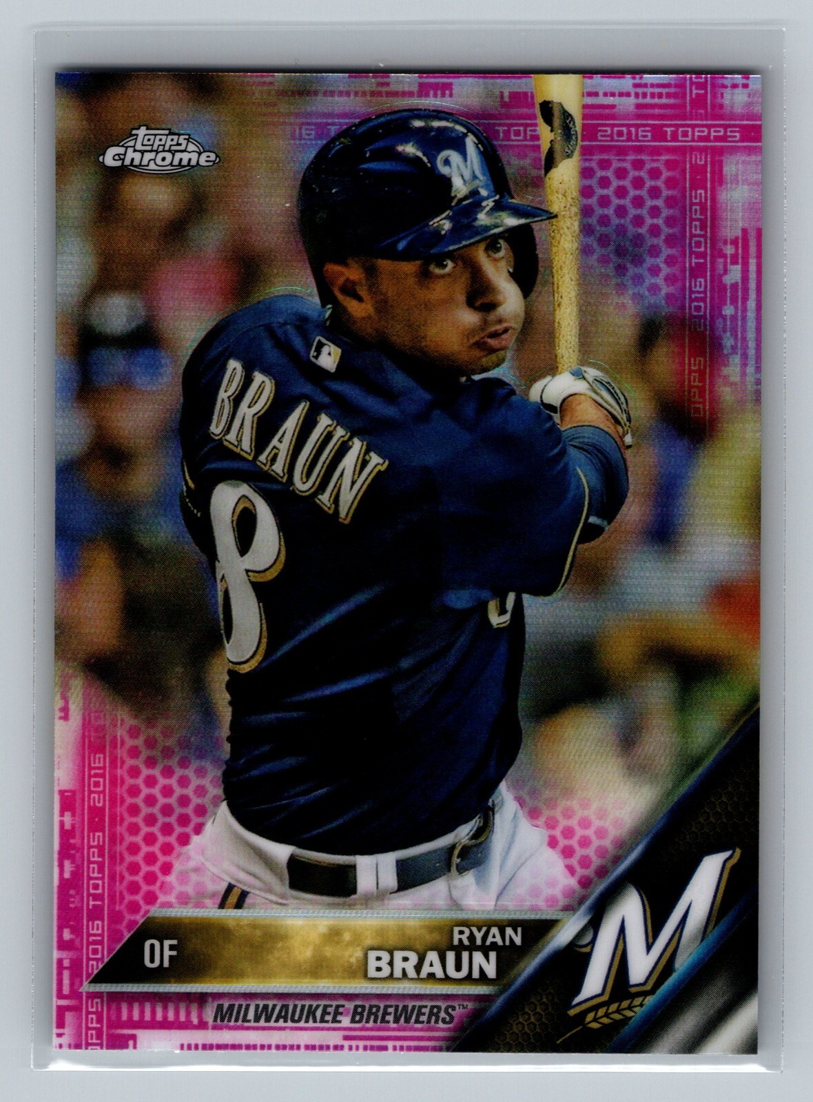 Ryan Braun 2016 Topps Chrome PINK REFRACTOR #165 Baseball MLB Card Brewers