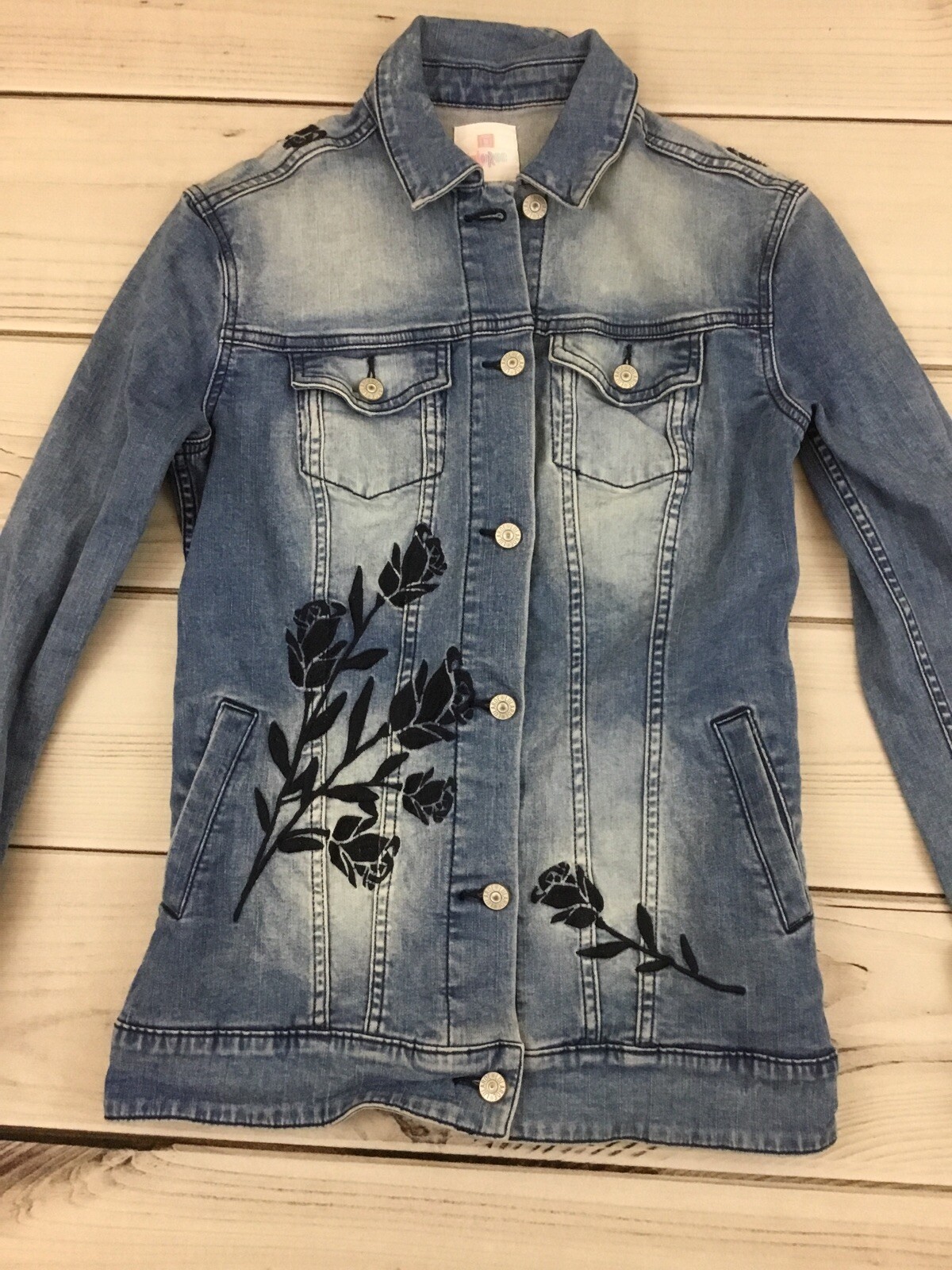 Lularoe Jaxon Jean Jacket Embroidered 