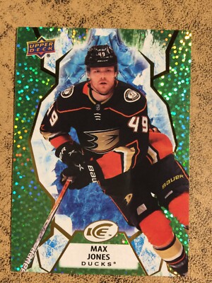 MAX JONES 2022-23 UD ICE Hockey GREEN Sparkle Parallel SP #87 Anaheim EDM Oilers