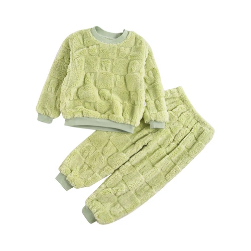 Kids Childrens Warm Fleece Pyjamas Set For Girls Boys Sleepwear 2 Pieces Sets - Bild 18 von 56