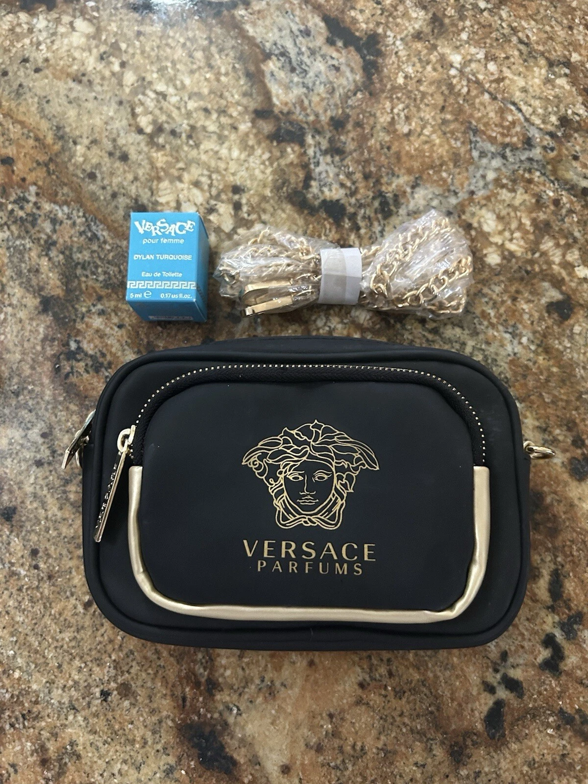 Borsa da sera Versace tracolla oro logo Medusa pochette tracolla + profumo