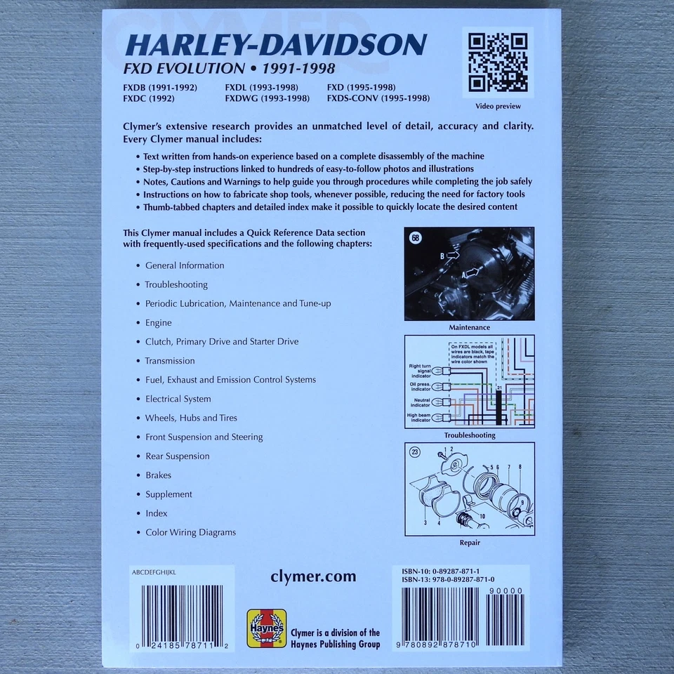 Harley Dyna Super Wide Glide Evolution 1991-1998 FXD FXDS CLYMER MANUAL DE REPARACIÓN Foto 3 de 3