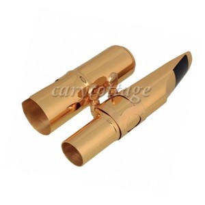 B-Flat-Tenor-Saxophone-Sax-Metal-Mouthpiece-Size-6-Gold-Plated-w-Cap