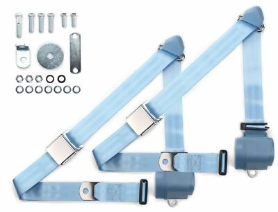 1970-73 Datsun 240Z 280Z Powder Blue 3-PT Shoulder Seat Belt Kit Aviation Buckle