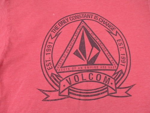 Vintage Volcom Shirt Mens Medium Red Center Chest Logo Print Short Sleeve - Picture 3 of 12