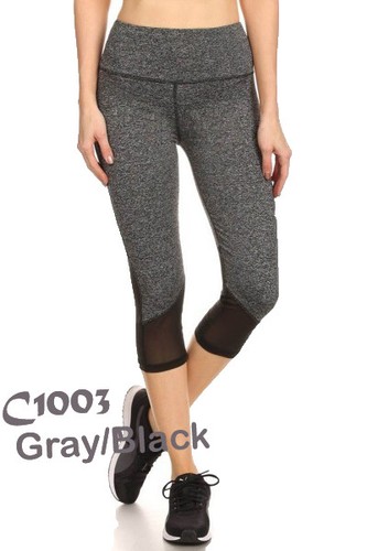 Women's Capri Yoga Pants Workout Gym Fitness Sports Mesh Capri Leggings - Picture 7 of 24