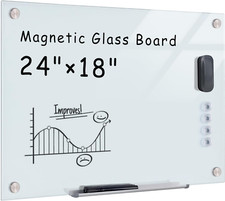 Frameless Magnetic Whiteboard 24"x18" - Perfect for Office, Home  School