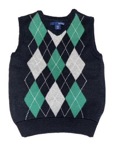 Gray/Green Argyle Sweater Vest, Size 