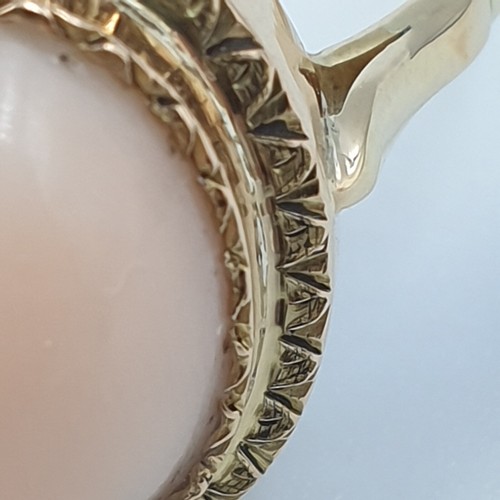 ANELLO DA DONNA CORALLO ROSA ORO GIALLO MASSICCIO 18K VINTAGE ‘50 MADE IN ITALY - Foto 3 di 11