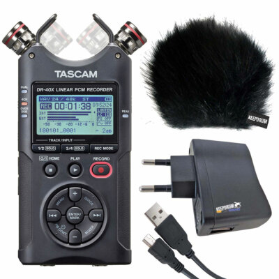 Tascam DR-40X Audio-Recorder + keepdrum Zubehör-Set
