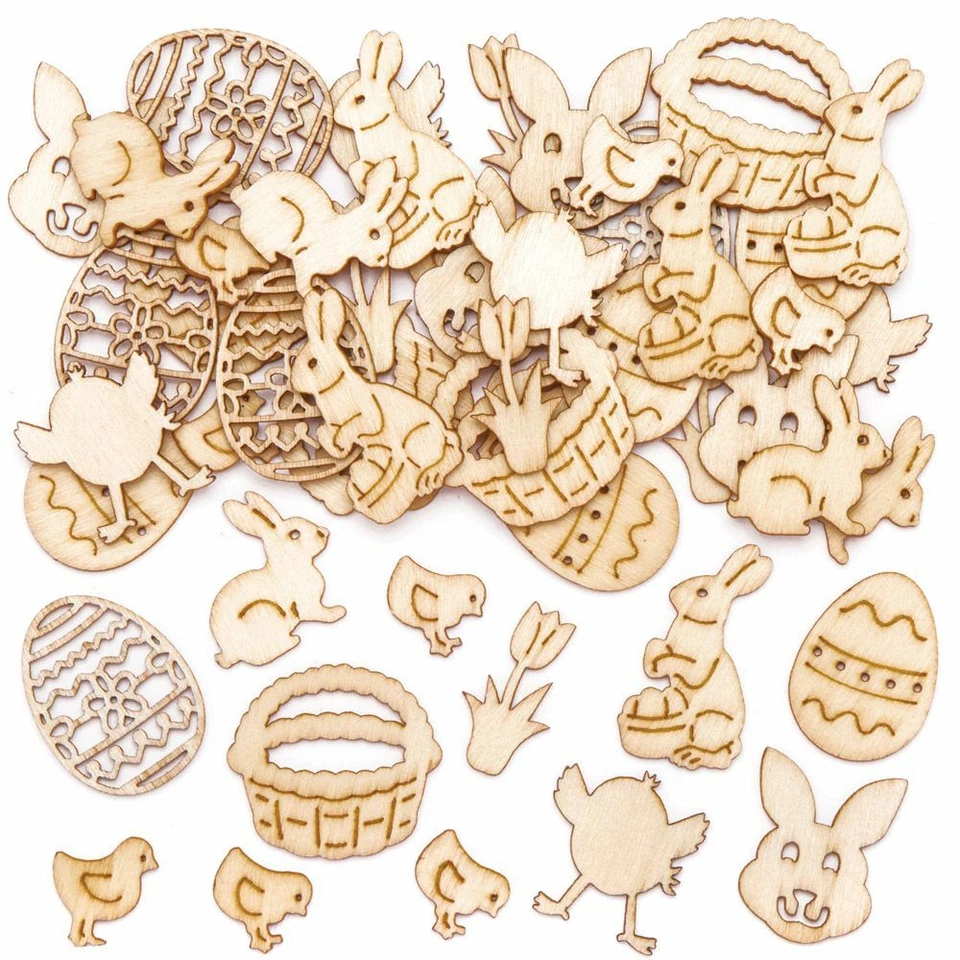 Arts and Crafts Easter Mini Wooden Shapes Embellishments Scrapbook Card Making