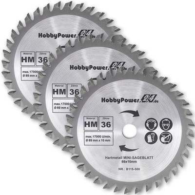 3 Stück Mini Handkreissäge Sägeblatt  89 x 10 für Einhell TE-CS 18/89 - TC-CS 89