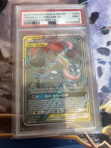 Pokemon Card PSA 9 Greninja & Zoroark GX 200/214 Unbroken Bonds