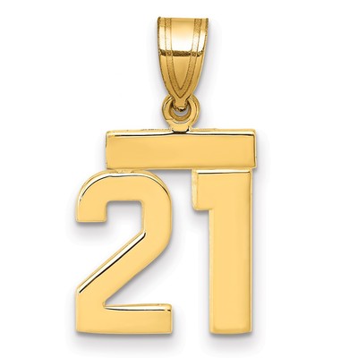 10K Yellow Gold Small Polished Number 21 Charm