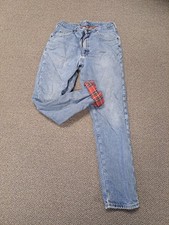 Vintage LL Bean Plaid Lined Men's Blue Jeans Size 34 x 33 Made in USA